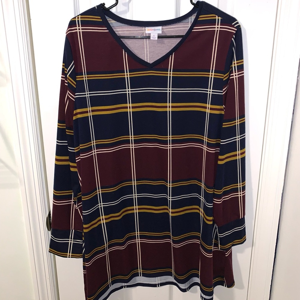 ❤️ Lularoe Elizabeth L - Blue/Purple Plaid ❤️